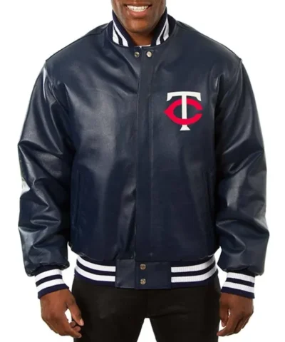 Minnesota Twins Navy Varsity Leather