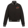 Minnesota Wild Front-Hit Poly-Twill Full-Snap Black Jacket