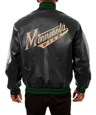 Minnesota Wild Varsity Black Full-Snap Leather Jacket