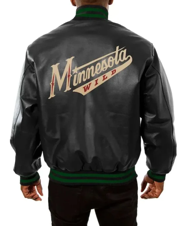 Minnesota Wild Varsity Black Full-Snap Leather Jacket
