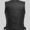 Motorcycle Flap Pockets Leather Vest Womens