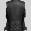 Motorcycle Fring Black Leather Vest Womens