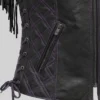 Motorcycle Fring Leather Black Vest For Womens