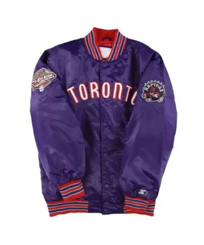 NBA All Star 2000 Toronto Raptors Full-Snap Satin Purple Jacket
