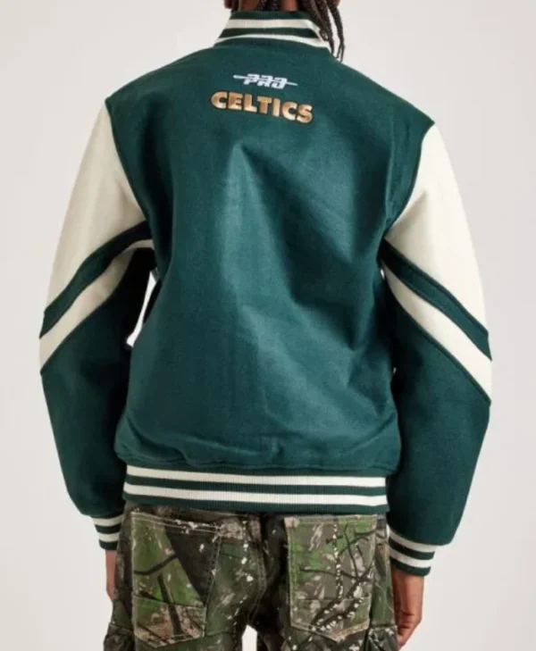Boston Celtics Green and Off White Wool Varsity Jacket