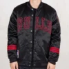 NBA Chicago Bulls Striped Bomber Full-Snap Black Satin Jacket