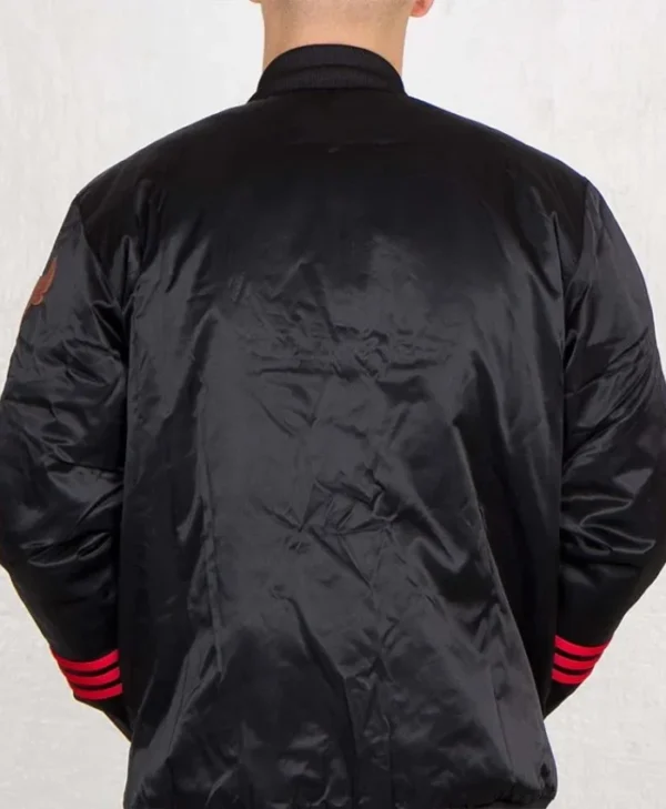 NBA Chicago Bulls Black Striped Satin Jacket