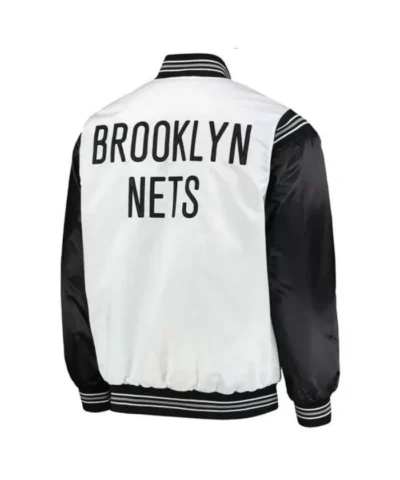Brooklyn Nets White and Black Satin Jacket
