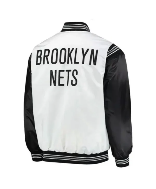 Brooklyn Nets White and Black Satin Jacket
