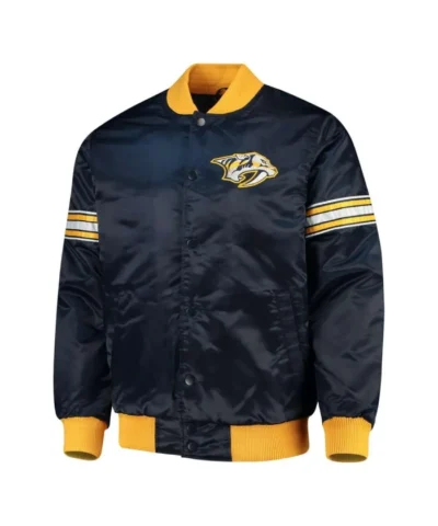Nashville Predators Full-Snap Satin Bomber Jacket