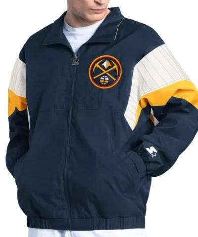 Shop Navy Denver Nuggets Yard Line Nylon Jacket