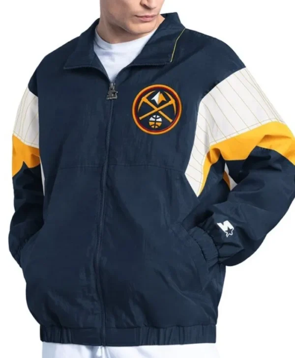Shop Navy Denver Nuggets Yard Line Nylon Jacket