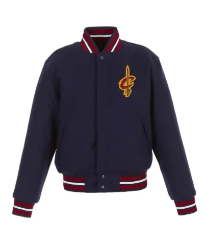 Shop Navy Embroidered Cleveland Cavaliers Varsity Wool Jacket
