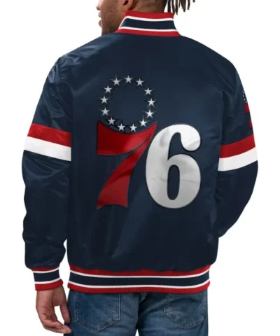 Home Game Philadelphia 76ers Navy Satin Jacket