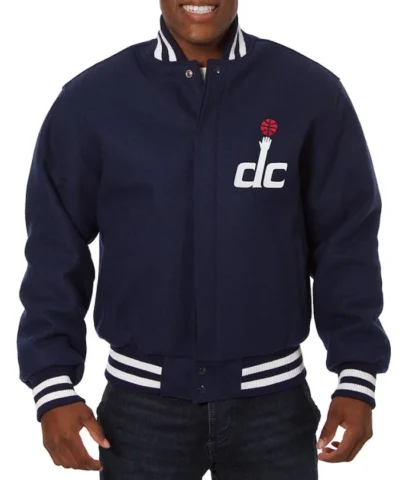 Washington Wizards Navy Varsity Full-Snap All Wool Jacket