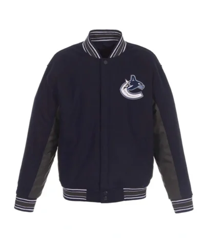 Accent Vancouver Canucks Varsity Full-Snap Wool Navy and Charcoal Jacket