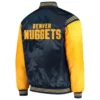 NavyGold Denver Nuggets The Enforcer Varsity Satin Jacket