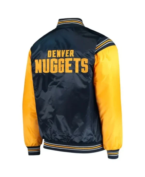 NavyGold Denver Nuggets The Enforcer Varsity Satin Jacket