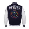 Denver Nuggets 202425 City Edition Chenille Navy Varsity Jacket