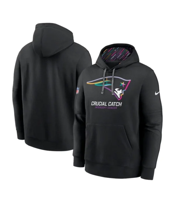 NFL Black New England Patriots 2024 Crucial Catch Club Pullover Hoodie