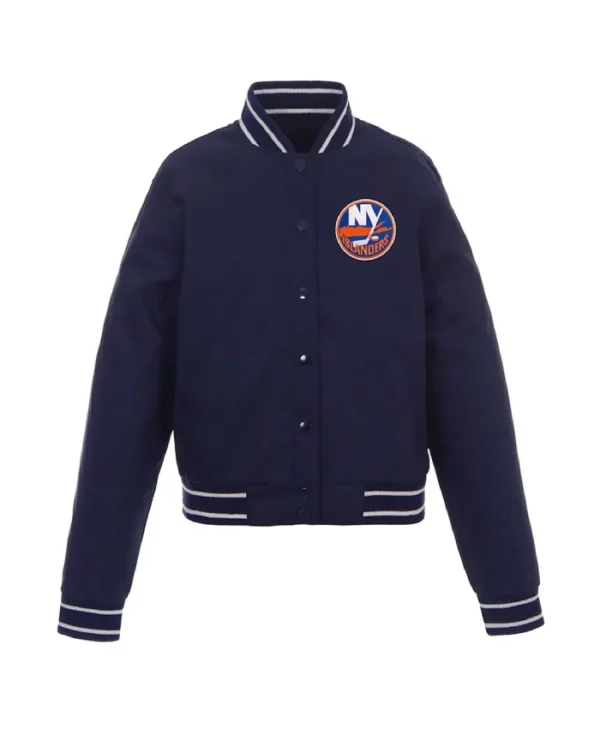 Poly-Twill New York Islanders Full-Snap Navy Jacket