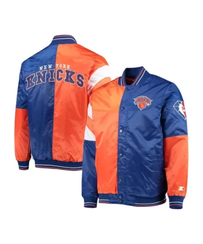 New York Knicks 75th Anniversary Leader Color Block Full-Snap Satin Jacket