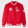 Atlanta Hawks OVO Full-Snap Satin Red Jacket