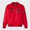 Chicago Bulls OVO Full-Snap Satin Red Jacket