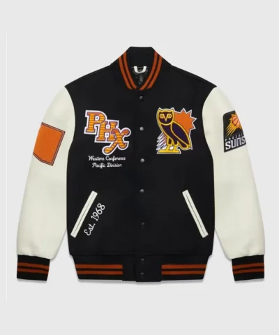 Phoenix Suns OVO Varsity Full-Snap Wool & Leather Jacket