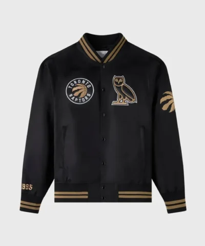 Toronto Raptors OVO Full-Snap Satin Black Jacket