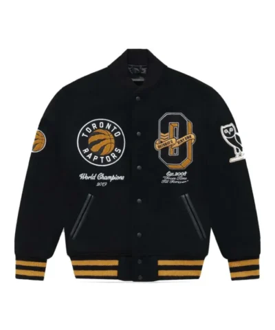Toronto Raptors October’s Very Own Varsity Black Full-Snap Wool Jacket