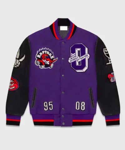 Toronto Raptors PurpleBlack Full-Snap Varsity Wool Jacket