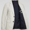 Off White Button-Up Leather Blazer For Men