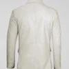 Off White Button-Up Leather Blazer For Men Back