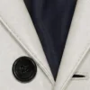 Off White Button-Up Leather Blazer For Men Collar
