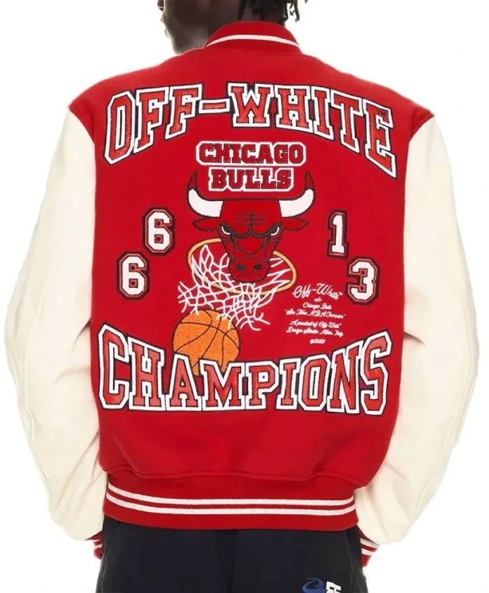 Shop Chicago Bulls Off-White Varsity Jacket