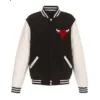 Chicago Bulls WoolLeather Black and White Varsity Jacket