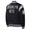 Brooklyn Nets Force Play Varsity Satin Black Jacket