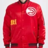Classic Atlanta Hawks Old English Full-Snap Satin Black Jacket