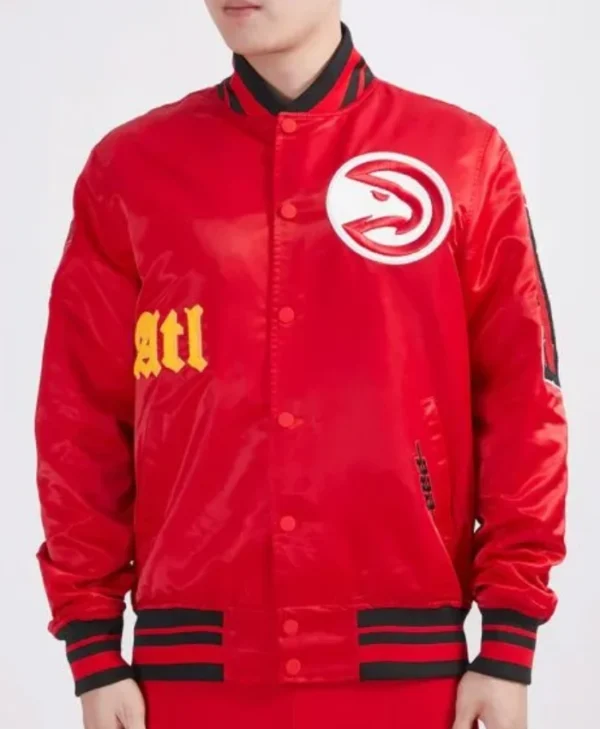 Classic Atlanta Hawks Old English Full-Snap Satin Black Jacket