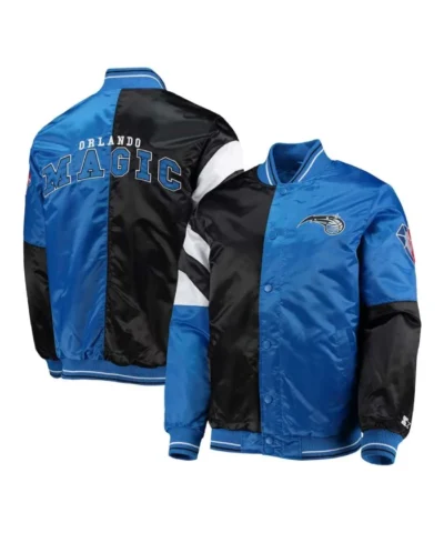 Orlando Magic 75th Anniversary Leader Full-Snap Satin BlackBlue Jacket
