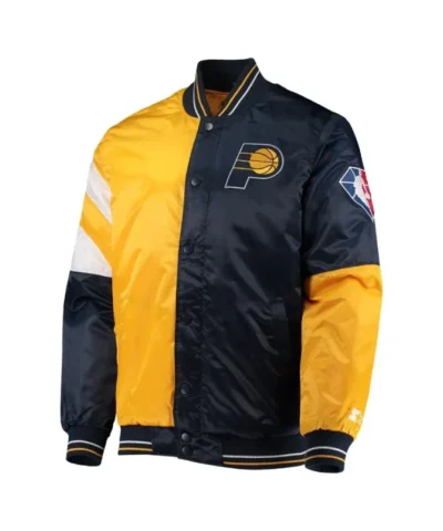 Indiana Pacers 75th Anniversary Leader Full-Snap Satin Gold and Navy Jacket