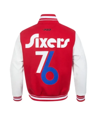 Philadelphia 76ers 202425 City Edition Chenille Red Varsity Jacket