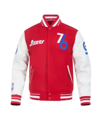 RedWhite Philadelphia 76ers 202425 City Edition Varsity Jacket