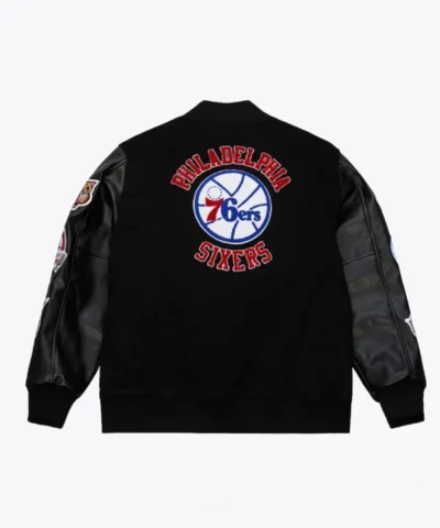 Philadelphia 76ers Black Out Team Logo Varsity Jacket