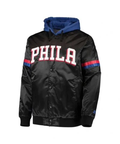 Black 75th Anniversary Philadelphia 76ers Hoodie Jacket