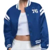 Blue Philadelphia 76ers Full Count Full-Snap Varsity Satin Jacket
