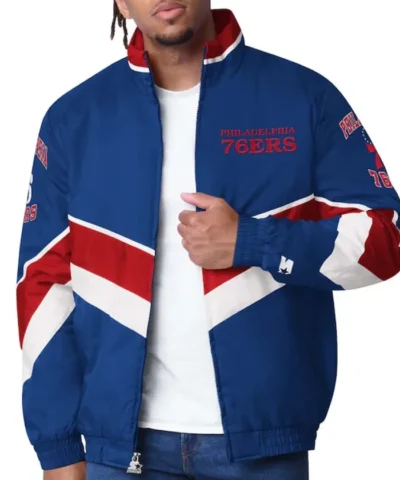 Philadelphia 76ers Captain Varsity Full-Zip Satin Royal Jacket