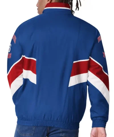 Philadelphia 76ers Captain Royal Varsity Satin Jacket