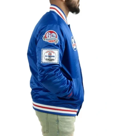 Philadelphia 76ers Champ City Royal Full-Snap Satin Bomber Jacket